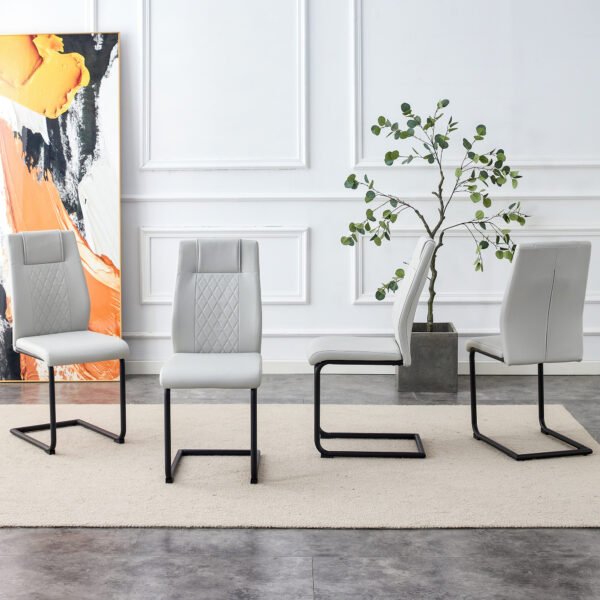 Equipped with faux leather cushioned seats - living room chairs with black metal legs - Image 20