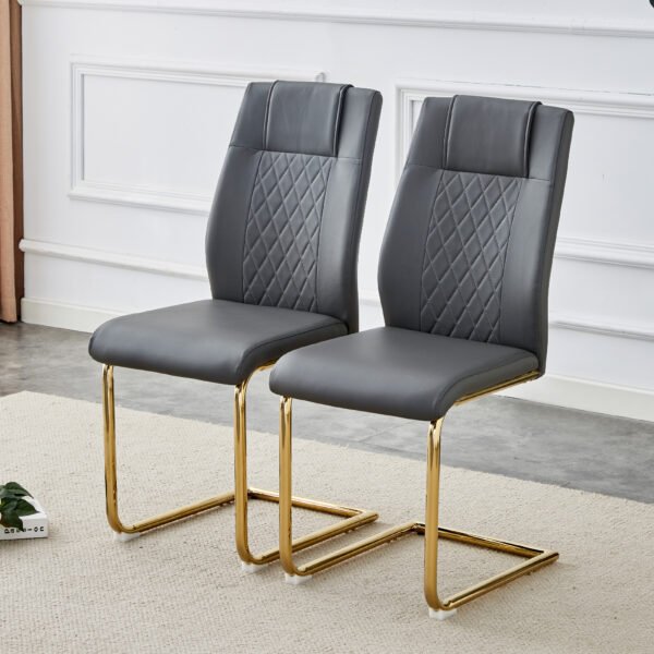 Comes with faux leather cushioned seats living room chairs with metal legs (gray+PU leather) - Image 21