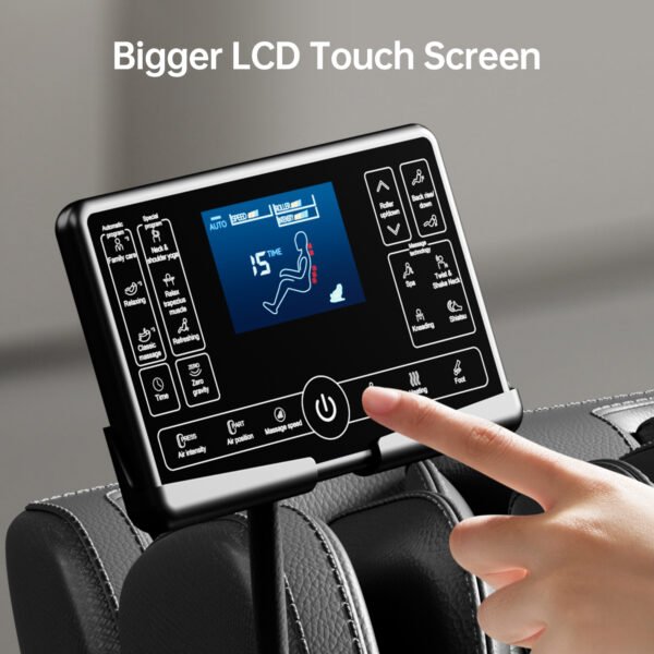 Luxile house massage chair recliner LCD touch screen with customizable functions and zero gravity mode fully assembled (black) - Image 12