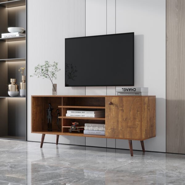 TV Stand Use in Living Room Furniture with 1 storage and 2 shelves Cabinet high quality particle board Walnut - Image 11