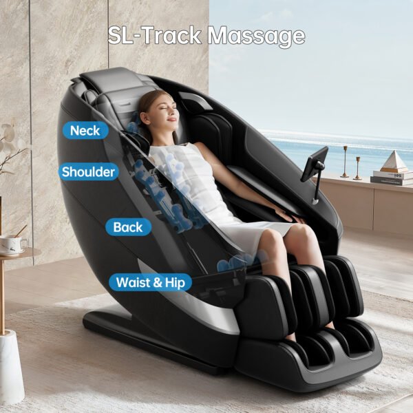 Luxile house massage chair recliner LCD touch screen with customizable functions and zero gravity mode fully assembled (black) - Image 8