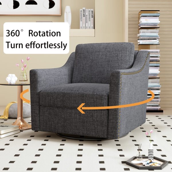 360 degree rotating armchair, Black+Gray - Image 6