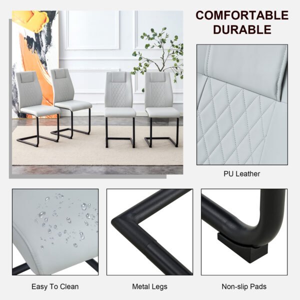 Equipped with faux leather cushioned seats - living room chairs with black metal legs - Image 24