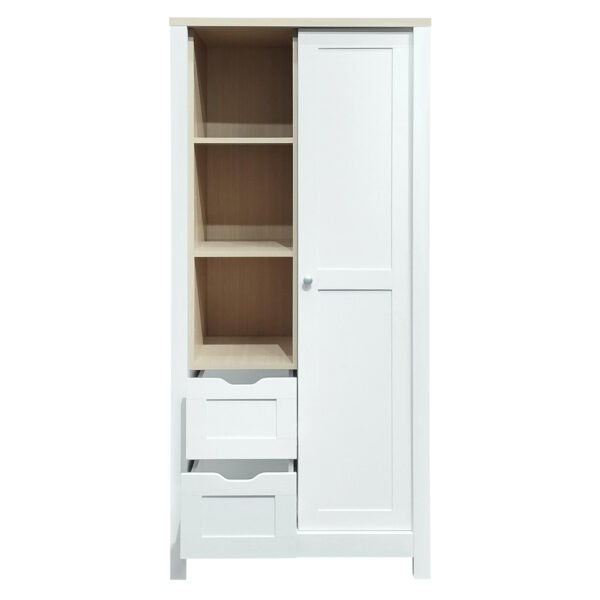 Bedroom Storage Wardrobe with Hanging Rods White - Image 3