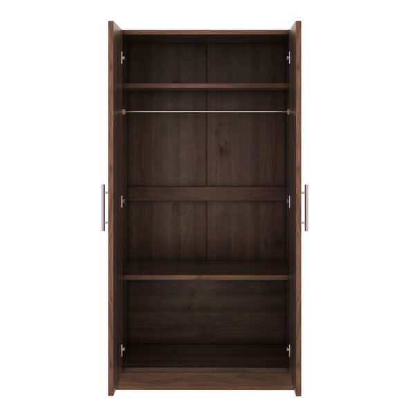 2-Door Wooden Wardrobe Armoire with 3 Storage Shelves  Brown - Image 10