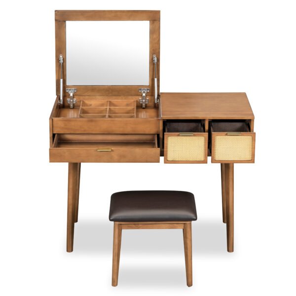 43.3 Vanity Set with mirror and stool Brown - Image 6