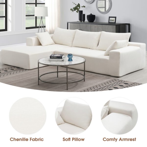 109*68" Modular Sectional Living Room Sofa Set Modern Minimalist Style Couch White - Image 17