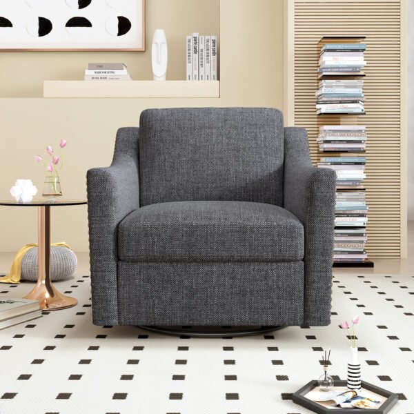 360 degree rotating armchair, Black+Gray - Image 3