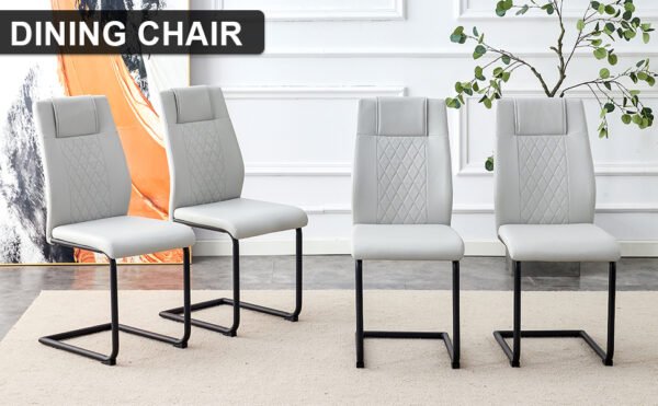 Equipped with faux leather cushioned seats - living room chairs with black metal legs - Image 11