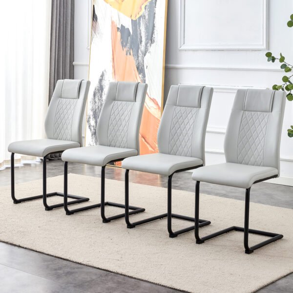 Equipped with faux leather cushioned seats - living room chairs with black metal legs - Image 4