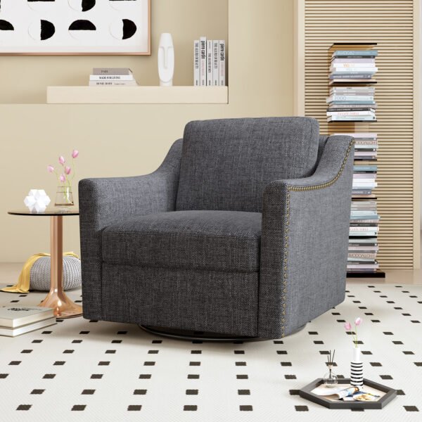 360 degree rotating armchair, Black+Gray - Image 2