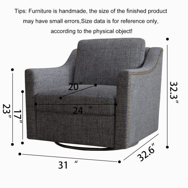 360 degree rotating armchair, Black+Gray - Image 5