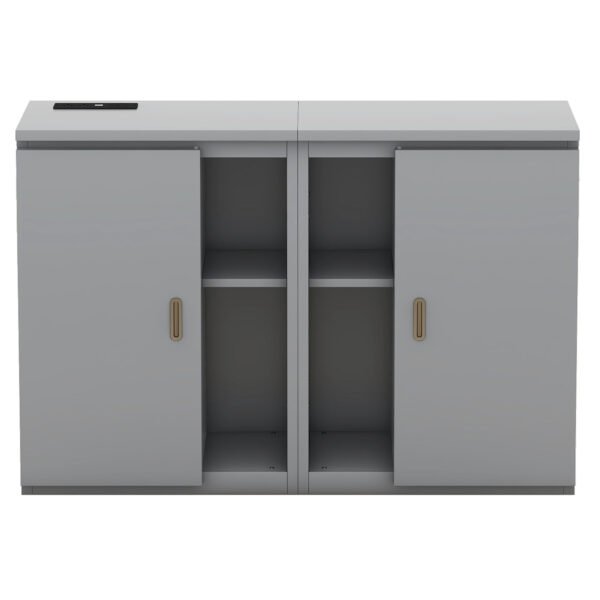 Queen Size Murphy Bed with Shelves, Cabinets and USB Ports,Gray - Image 10