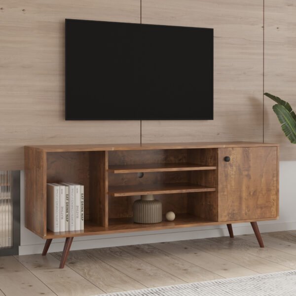 TV Stand Use in Living Room Furniture with 1 storage and 2 shelves Cabinet high quality particle board Walnut - Image 14