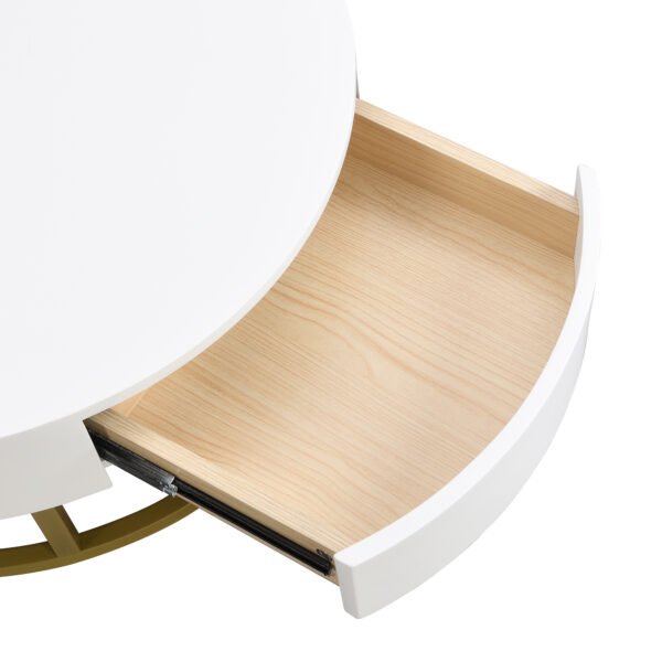 Modern Round Lift-top Nesting Coffee Tables with 2 Drawers White & Black - Image 22