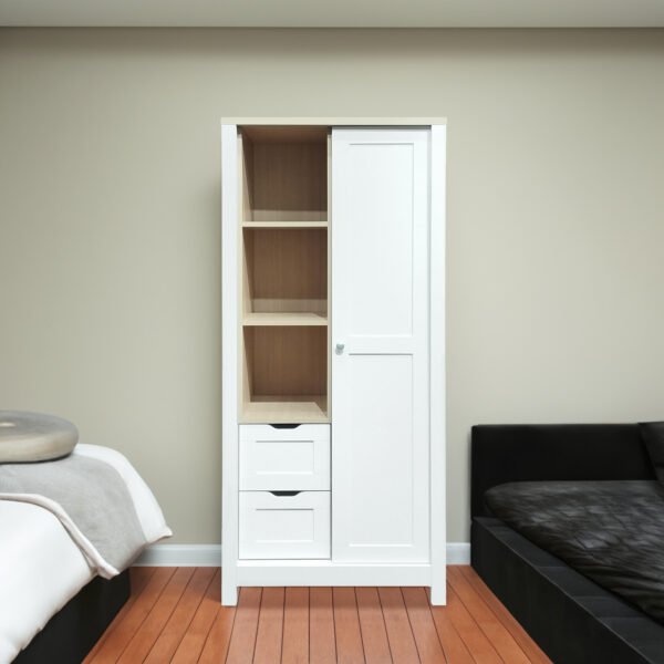 Bedroom Storage Wardrobe with Hanging Rods White