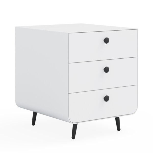 Modern Night Stand Storage Cabinet for Living Room Bedroom Steel Cabinet with 3 Drawers Bedside Furniture Circular Handle - Image 7