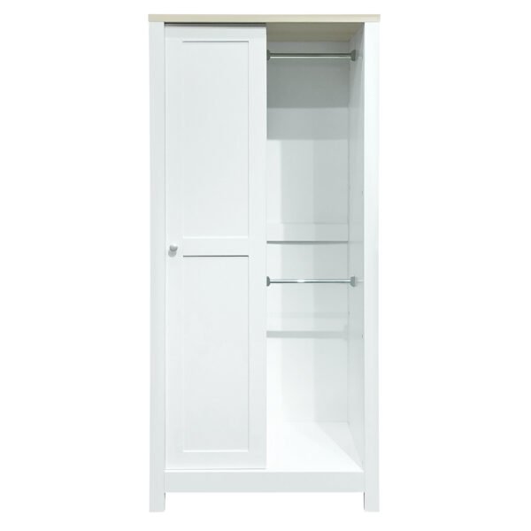 Bedroom Storage Wardrobe with Hanging Rods White - Image 2