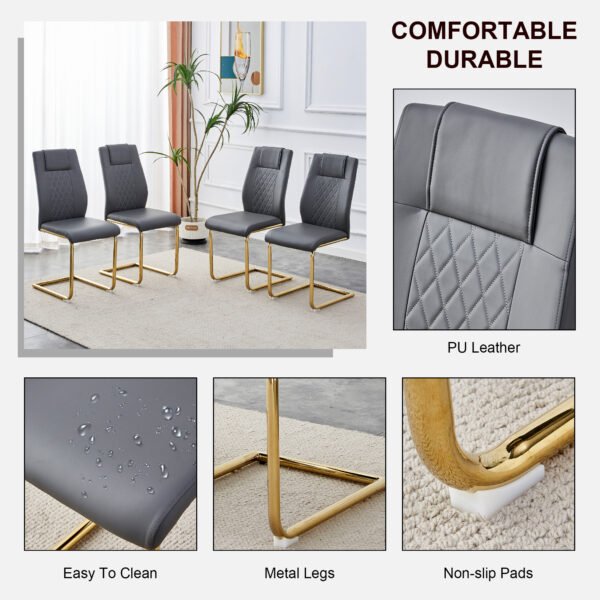 Comes with faux leather cushioned seats living room chairs with metal legs (gray+PU leather) - Image 10