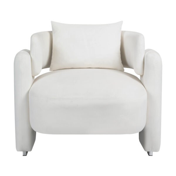 Modern design velvet lounge chair single sofa with pillows for living room bedroom(BEIGE) - Image 2