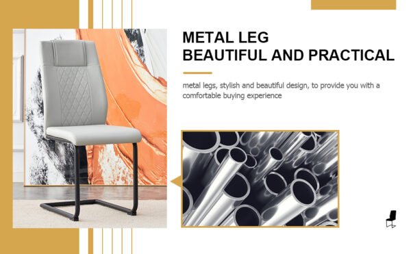 Equipped with faux leather cushioned seats - living room chairs with black metal legs - Image 18