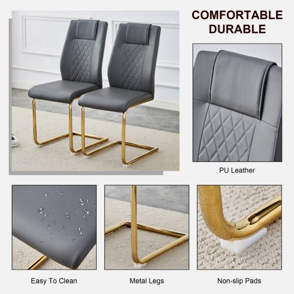 Comes with faux leather cushioned seats living room chairs with metal legs (gray+PU leather) - Image 22