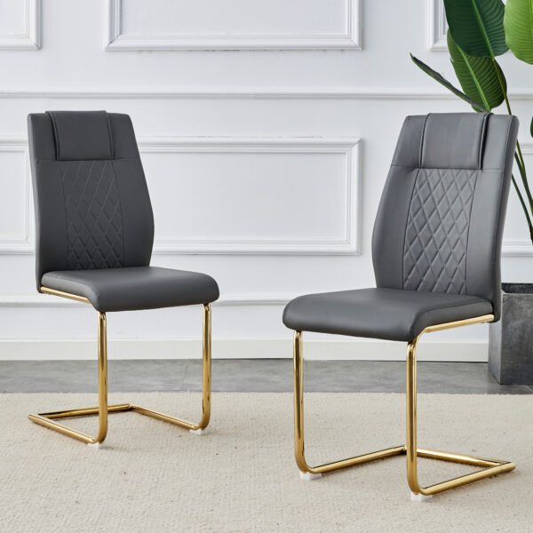 Comes with faux leather cushioned seats living room chairs with metal legs (gray+PU leather) - Image 16