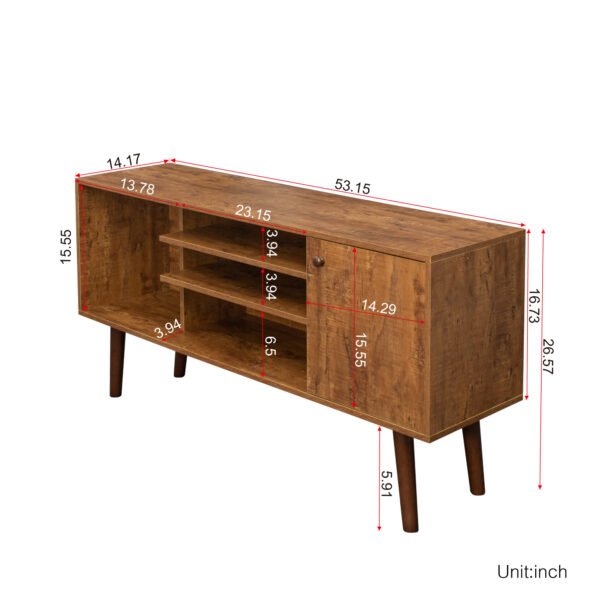 TV Stand Use in Living Room Furniture with 1 storage and 2 shelves Cabinet high quality particle board Walnut - Image 8