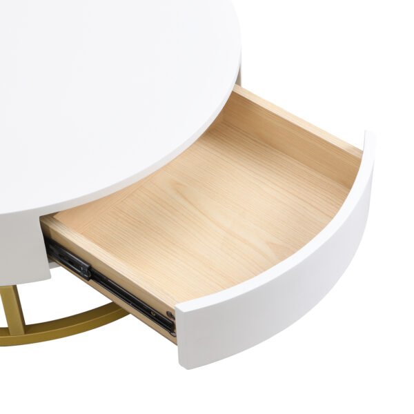 Modern Round Lift-top Nesting Coffee Tables with 2 Drawers White & Natural - Image 20