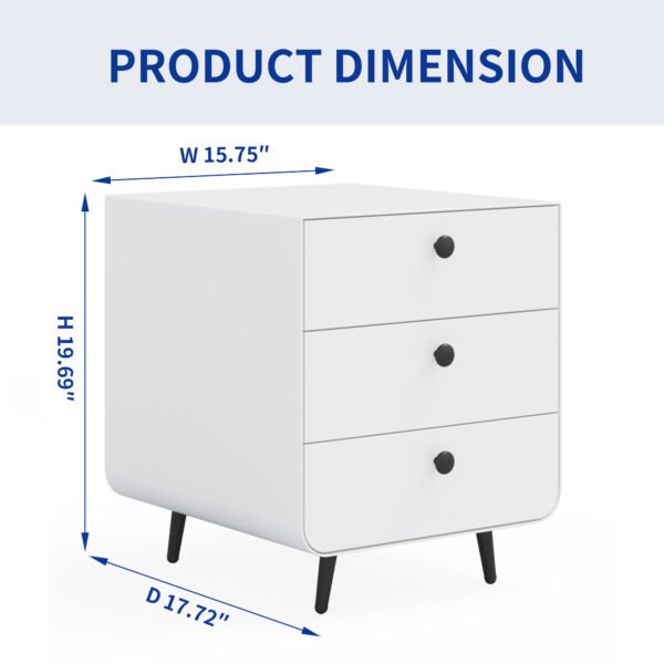 Modern Night Stand Storage Cabinet for Living Room Bedroom Steel Cabinet with 3 Drawers Bedside Furniture Circular Handle - Image 6