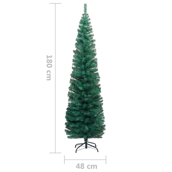 vidaXL Slim Artificial Christmas Tree with Stand Green 6 ft PVC - Image 5