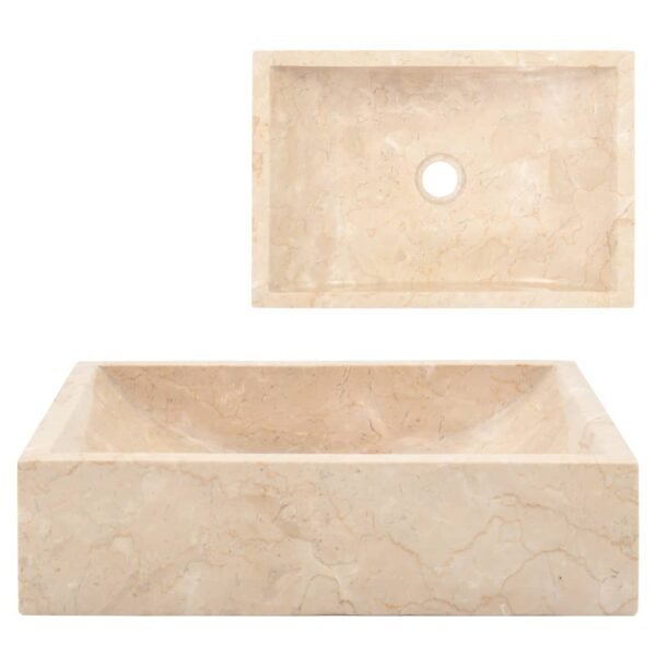 vidaXL Wash Basin Vanity Sink Small Countertop Wash Basin Bathroom Sink Marble - Image 2