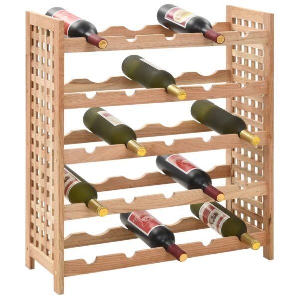 vidaXL Wine Rack for 25 Bottles Solid Walnut Wood 24.8"x9.8"x28.7" - Image 2