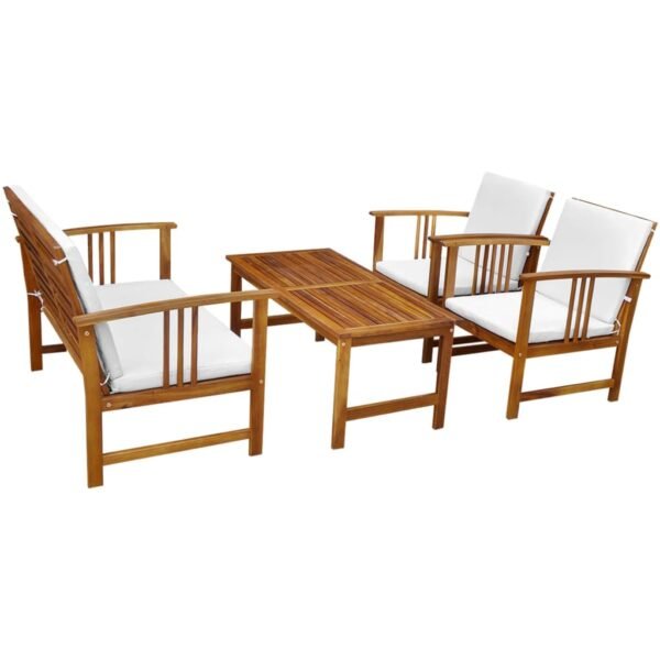 vidaXL 4 Piece Patio Lounge Set with Cushions Solid Acacia Wood