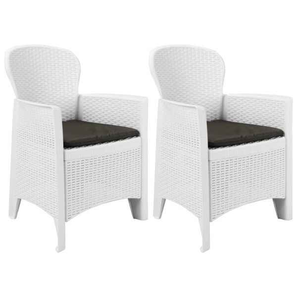 vidaXL Patio Chairs 2 Pcs Dining Single Chair with Cushion Plastic Rattan Look