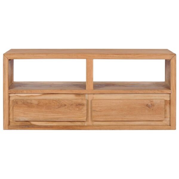 vidaXL TV Stand 35.4"x11.8"x15.7" Solid Wood Teak - Image 2