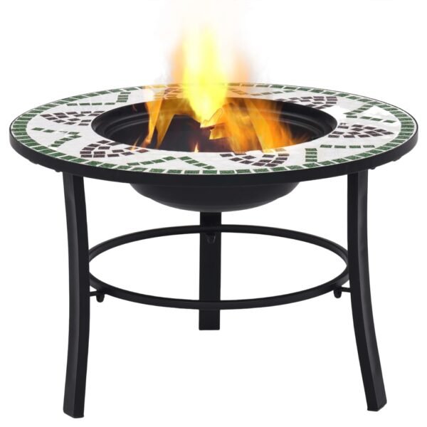 vidaXL Fire Pit Fireplace Firebowl for Camping Picnic BBQ Outdoor Ceramic - Image 2