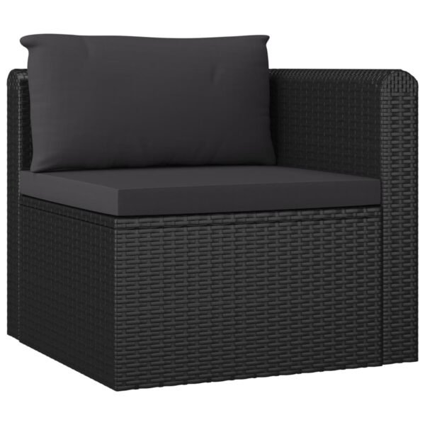 vidaXL 4 Piece Patio Sofa Set with Cushions Poly Rattan Black - Image 4