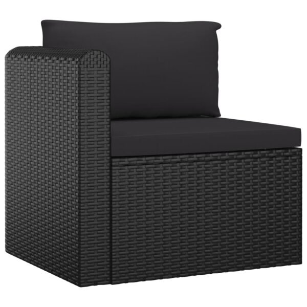 vidaXL 4 Piece Patio Sofa Set with Cushions Poly Rattan Black - Image 5