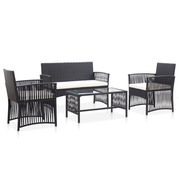 vidaXL Patio Furniture Set 4 Piece Patio Sofa Conversation Set Poly Rattan - Image 4