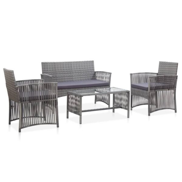 vidaXL Patio Furniture Set 4 Piece Patio Sofa Conversation Set Poly Rattan