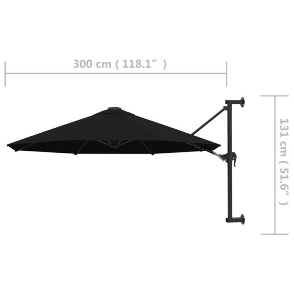 vidaXL Wall Mounted Outdoor Umbrella Parasol Patio Sunshade Garden Sun Shelter - Image 2