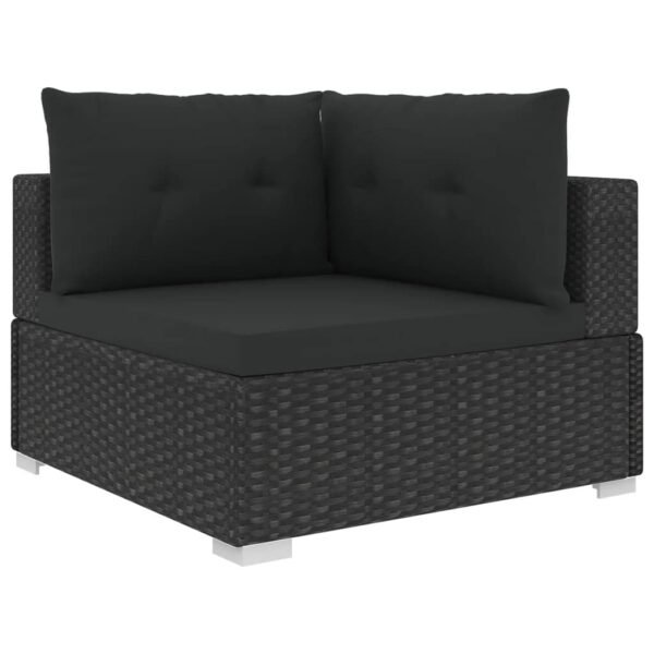 vidaXL 10 Piece Patio Lounge Set with Cushions Poly Rattan Black - Image 4