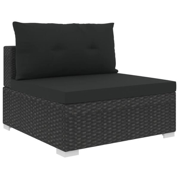 vidaXL 10 Piece Patio Lounge Set with Cushions Poly Rattan Black - Image 5