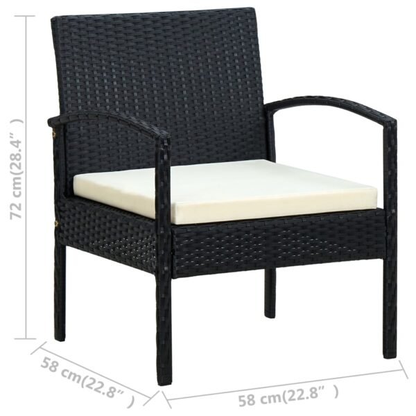 vidaXL Patio Chair Patio Dining Chair for Deck Garden with Cushion Poly Rattan - Image 5