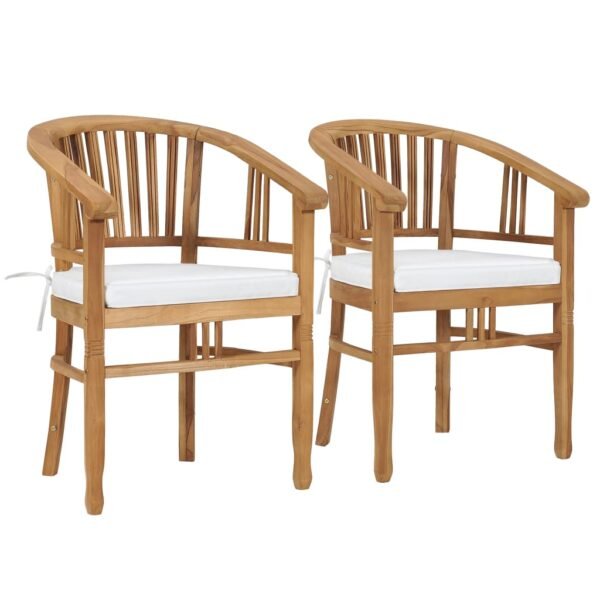 vidaXL Patio Chairs 2 Pcs Patio Dining Chair with Cushions Solid Wood Teak - Image 2