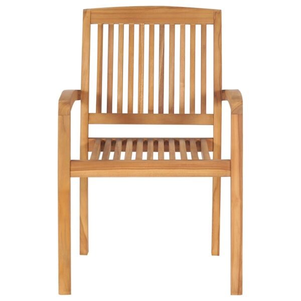 vidaXL 1/2x Solid Teak Wood Stacking Garden Dining Chair Patio Lounge Seating - Image 2