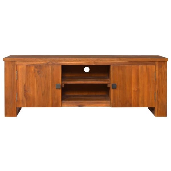 vidaXL TV Stand 43.3"x11.8"x15.7" Solid Wood Teak - Image 3