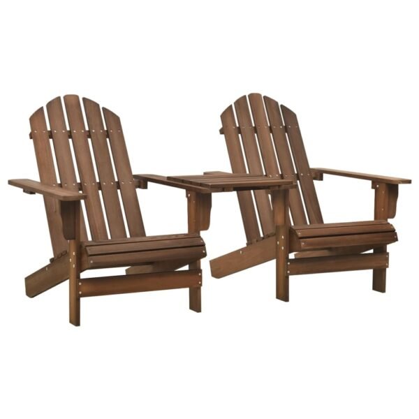 vidaXL Adirondack Chairs Patio Adirondack Chair with Tea Table Solid Wood Fir