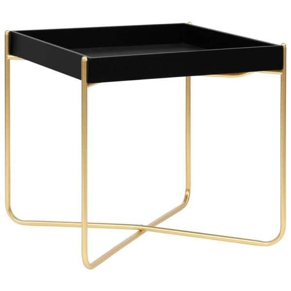 vidaXL Side Table Black and Gold 15"x15"x15.2" MDF